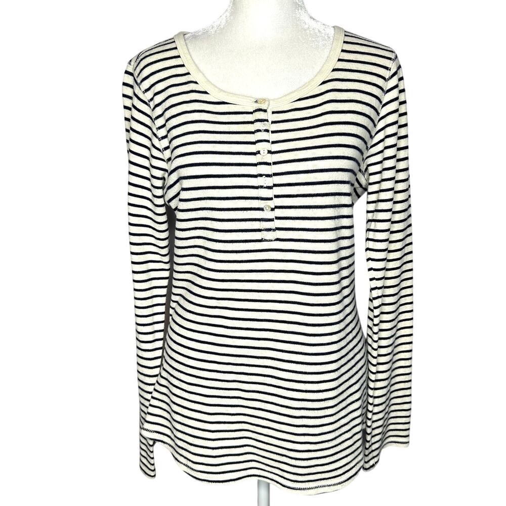 Scotch & Soda Maison Scotch Navy Blue Striped Cotton Crew Pullover Sweater 2 Med